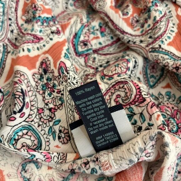 Daytrip Blouse Women's Small Floral V-Neck Wrap 3/4 Sleeve Tie Casual Top - Picture 7 of 8